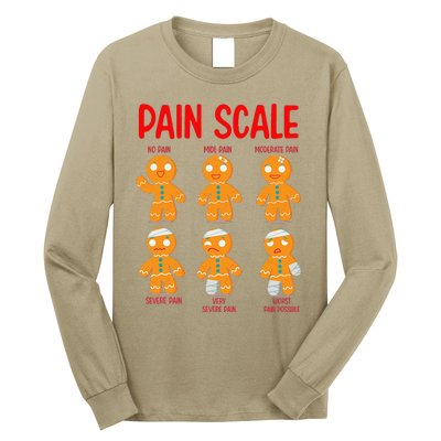 Retro Pain Scale Gingerbread Trauma Nurse Nursing Long Sleeve Shirt