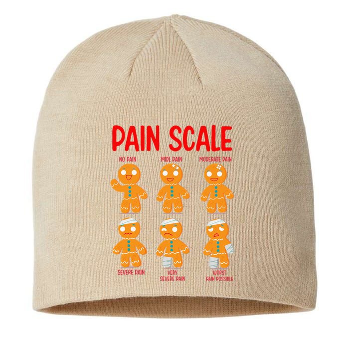 Retro Pain Scale Gingerbread Trauma Nurse Nursing Sustainable Beanie