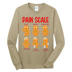 Retro Pain Scale Gingerbread Trauma Nurse Nursing Tall Long Sleeve T-Shirt