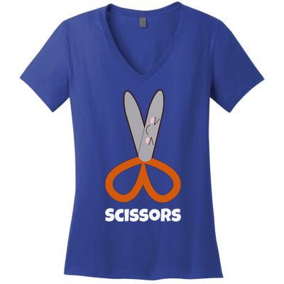 Rock Paper Scissors Funny Group Halloween Costumes Women's V-Neck T-Shirt