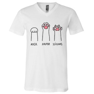 Rock Paper Scissors Cat Paws V-Neck T-Shirt