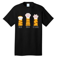 Rock Paper Scissors Hand Game Funny Cute Paw Cat Lovers Tall T-Shirt