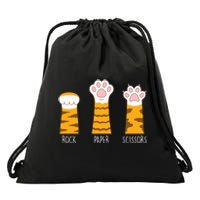 Rock Paper Scissors Hand Game Funny Cute Paw Cat Lovers Drawstring Bag