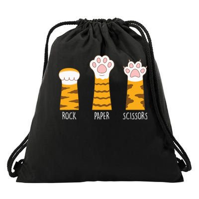 Rock Paper Scissors Hand Game Funny Cute Paw Cat Lovers Drawstring Bag