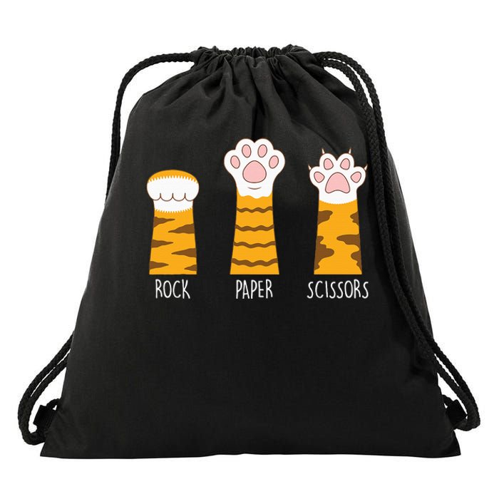 Rock Paper Scissors Hand Game Funny Cute Paw Cat Lovers Drawstring Bag