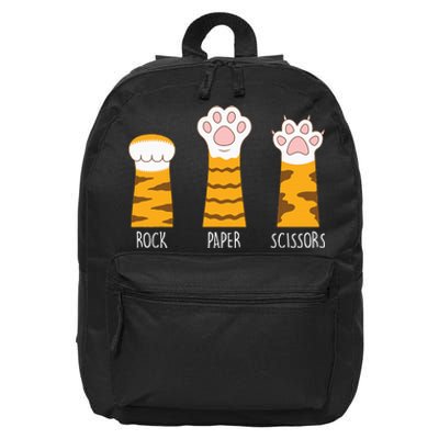 Rock Paper Scissors Hand Game Funny Cute Paw Cat Lovers 16 in Basic Backpack