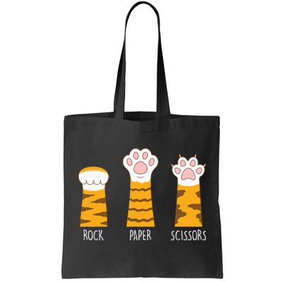 Rock Paper Scissors Hand Game Funny Cute Paw Cat Lovers Tote Bag