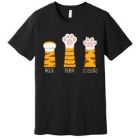 Rock Paper Scissors Hand Game Funny Cute Paw Cat Lovers Premium T-Shirt