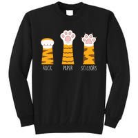 Rock Paper Scissors Hand Game Funny Cute Paw Cat Lovers Tall Sweatshirt