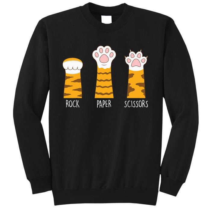 Rock Paper Scissors Hand Game Funny Cute Paw Cat Lovers Tall Sweatshirt