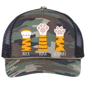 Rock Paper Scissors Hand Game Funny Cute Paw Cat Lovers Retro Rope Trucker Hat Cap