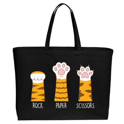 Rock Paper Scissors Hand Game Funny Cute Paw Cat Lovers Cotton Canvas Jumbo Tote