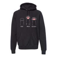 Rock Paper Scissors Hand Game Cute Paw Funny Cat Premium Hoodie