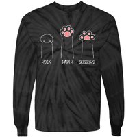 Rock Paper Scissors Hand Game Cute Paw Funny Cat Tie-Dye Long Sleeve Shirt