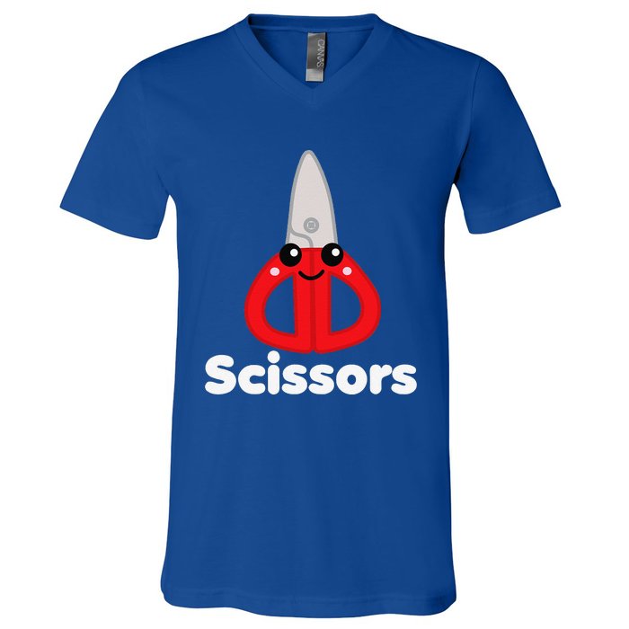 Rock Paper Scissors Group Halloween Costume Cute Kawaii V-Neck T-Shirt