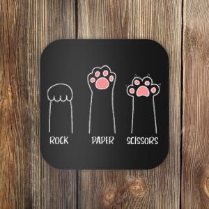 Rock Paper Scissors Hand Game Cute Paw Funny Cat Coaster