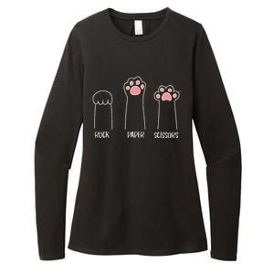 Rock Paper Scissors Hand Game Cute Paw Funny Cat Womens CVC Long Sleeve Shirt