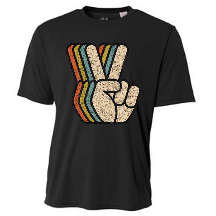 Retro Peace Sign V Fingers Vintage 60s 70s 80s Cool Cooling Performance Crew T-Shirt