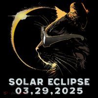 Retro Partial Solar Eclipse 2025 03 29 Solar Eclipse Cat Tie-Dye T-Shirt