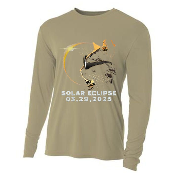 Retro Partial Solar Eclipse 2025 03 29 Solar Eclipse Cat Cooling Performance Long Sleeve Crew
