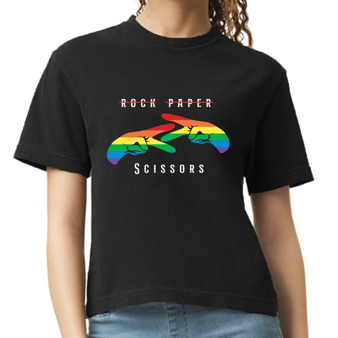 Rock Paper Scissors Funny Lesbian Pride Lgbt Comfort Colors Boxy T-Shirt