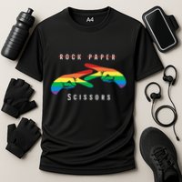Rock Paper Scissors Funny Lesbian Pride Lgbt Cooling Performance Crew T-Shirt