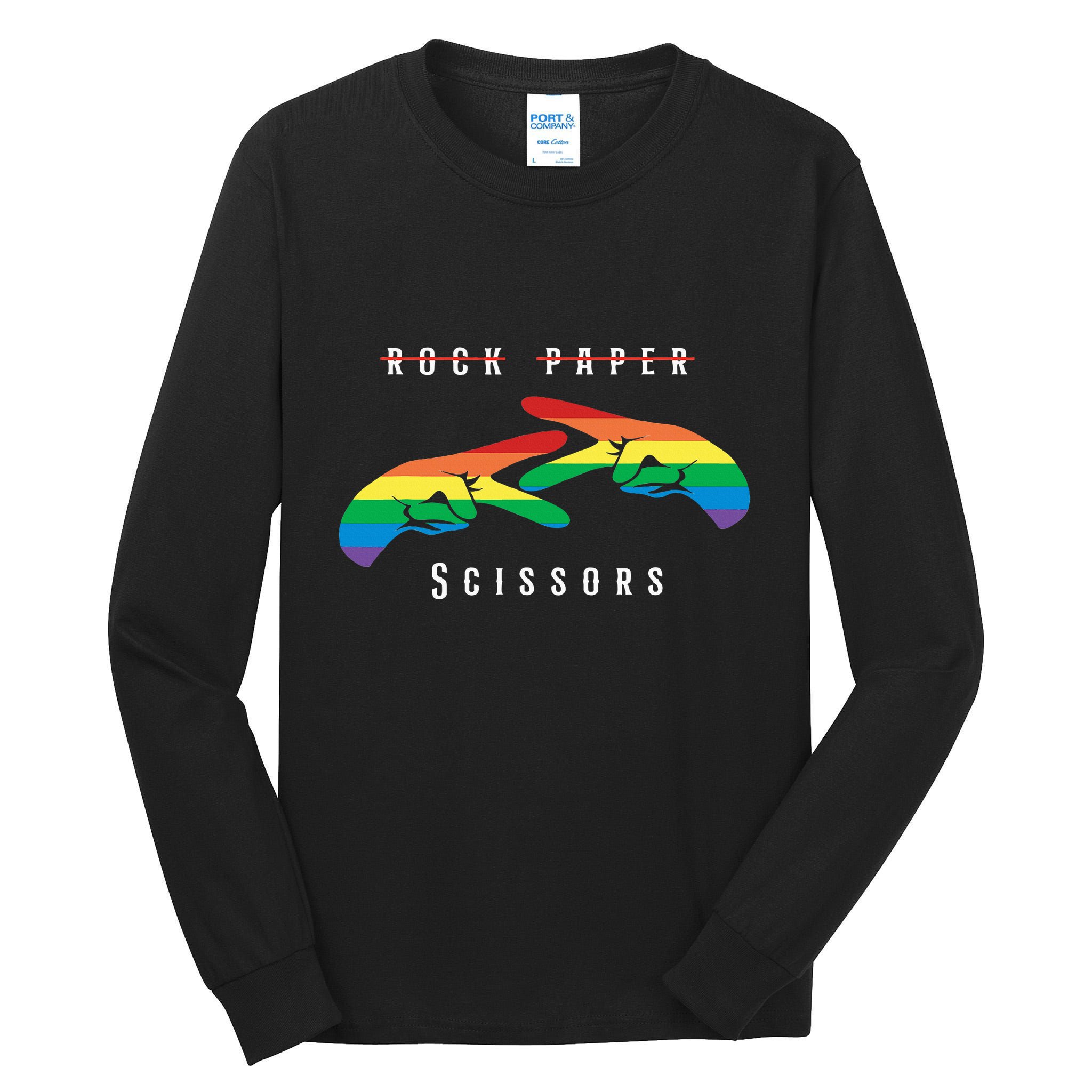 Rock Paper Scissors Funny Lesbian Pride Lgbt Tall Long Sleeve T-Shirt