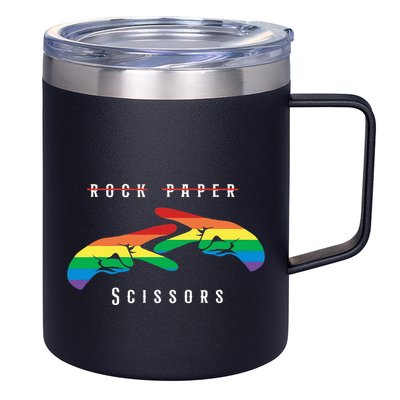 Rock Paper Scissors Funny Lesbian Pride Lgbt 12oz Stainless Steel Coffee Mug