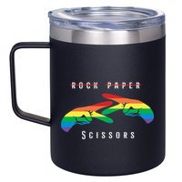 Rock Paper Scissors Funny Lesbian Pride Lgbt 12oz Stainless Steel Coffee Mug