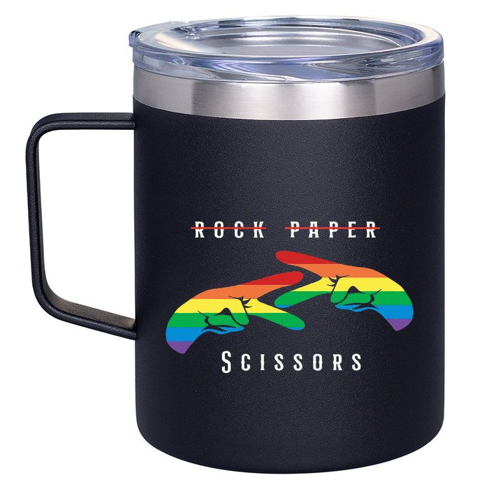 Rock Paper Scissors Funny Lesbian Pride Lgbt 12oz Stainless Steel Coffee Mug