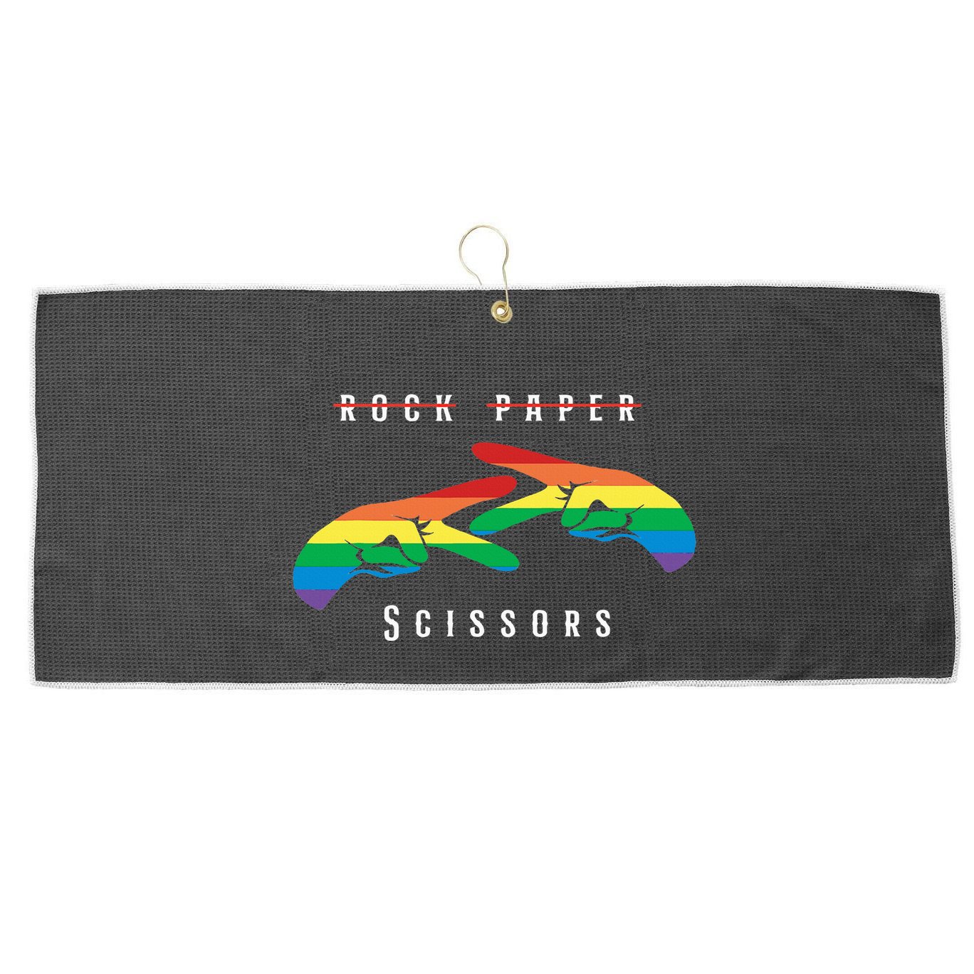 Rock Paper Scissors Funny Lesbian Pride Lgbt Large Microfiber Waffle Golf Towel