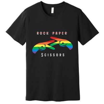 Rock Paper Scissors Funny Lesbian Pride Lgbt Premium T-Shirt