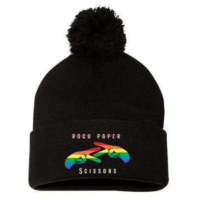 Rock Paper Scissors Funny Lesbian Pride Lgbt Pom Pom 12in Knit Beanie