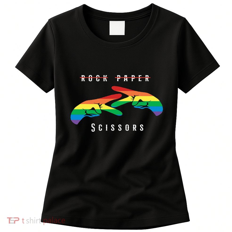 Rock Paper Scissors Funny Lesbian Pride Lgbt Womens T-Shirt