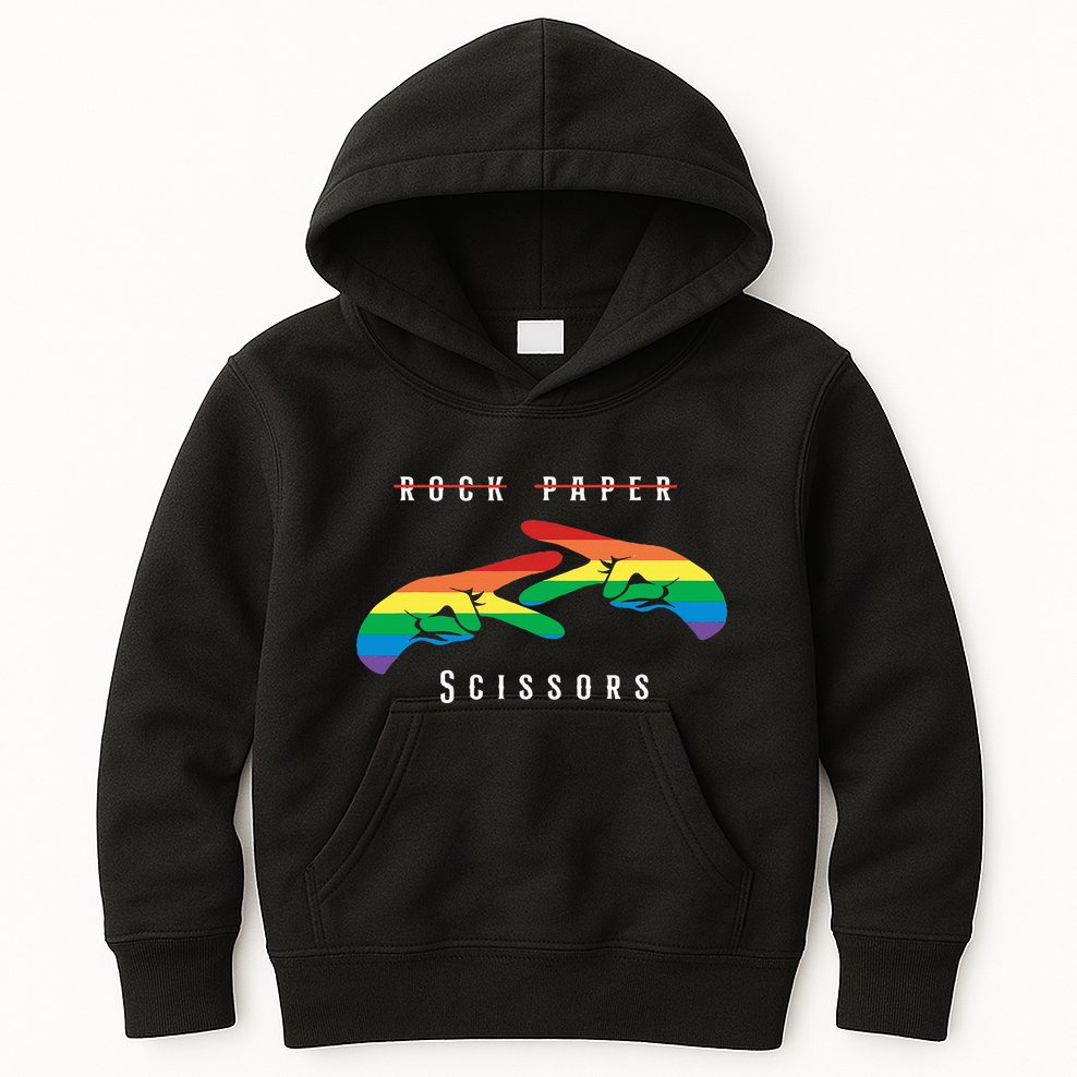 Rock Paper Scissors Funny Lesbian Pride Lgbt Kids Hoodie