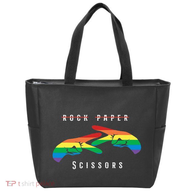 Rock Paper Scissors Funny Lesbian Pride Lgbt Zip Tote Bag