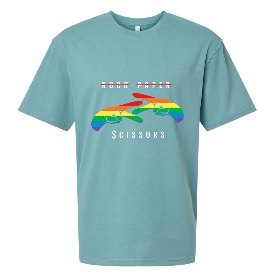 Rock Paper Scissors Funny Lesbian Pride Lgbt Sueded Cloud Jersey T-Shirt