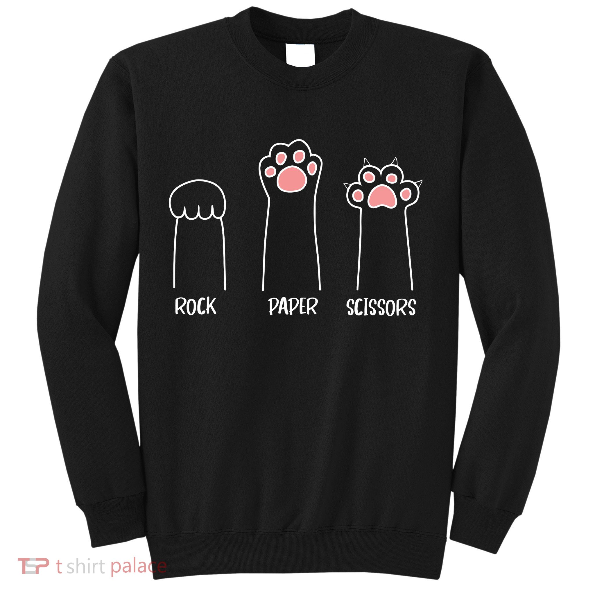 Rock Paper Scissors Hand Game Cute Paw Funny Cat Sweatshirt