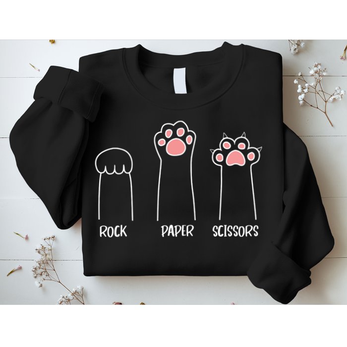 Rock Paper Scissors Hand Game Cute Paw Funny Cat Sweatshirt