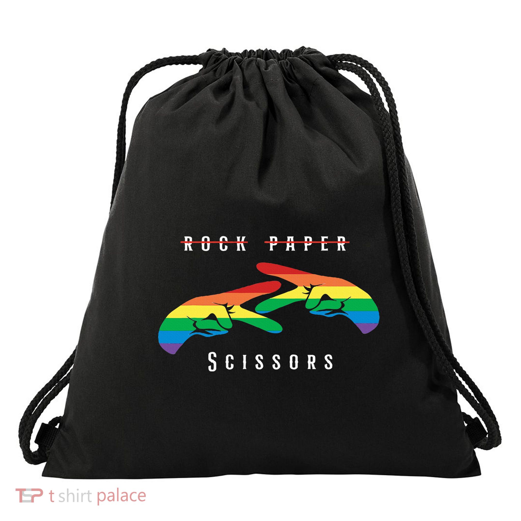 Rock Paper Scissors Funny Lesbian Pride Lgbt Drawstring Bag