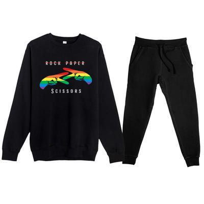 Rock Paper Scissors Funny Lesbian Pride Lgbt Premium Crewneck Sweatsuit Set