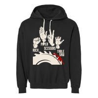 Rock Paper Scissors Table Saw Funny Woodworking Carpenter Garment-Dyed Fleece Hoodie