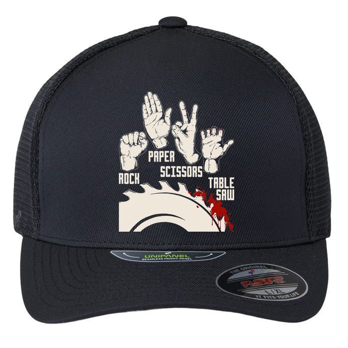Rock Paper Scissors Table Saw Funny Woodworking Carpenter Flexfit Unipanel Trucker Cap