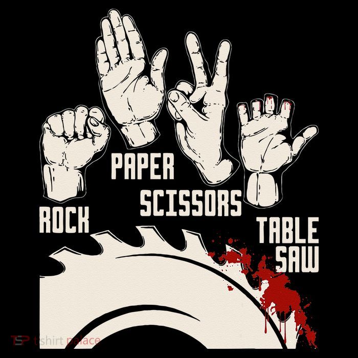 Rock Paper Scissors Table Saw Funny Woodworking Carpenter Performance Shirt