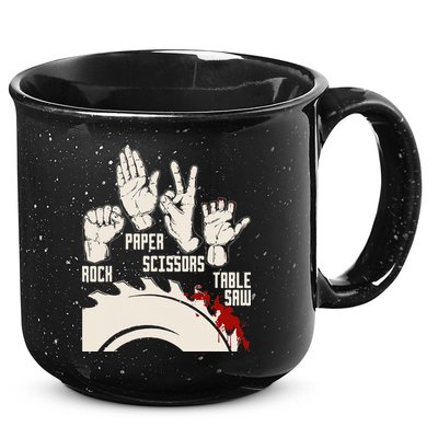 Rock Paper Scissors Table Saw Funny Woodworking Carpenter 15oz Campfire Ceramic Mug