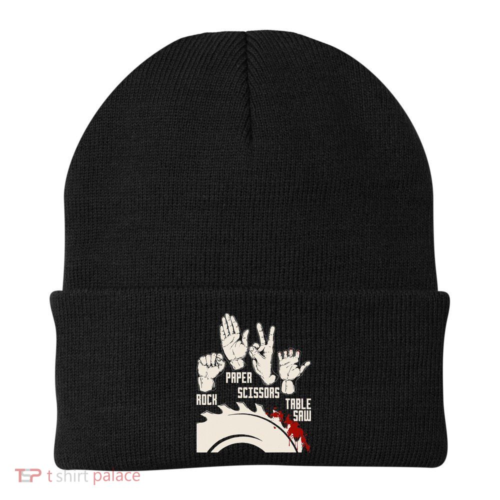 Rock Paper Scissors Table Saw Funny Woodworking Carpenter Beanie