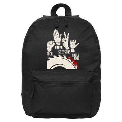 Rock Paper Scissors Table Saw Funny Woodworking Carpenter 16 in Basic Backpack