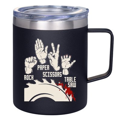 Rock Paper Scissors Table Saw Funny Woodworking Carpenter 12oz Stainless Steel Coffee Mug