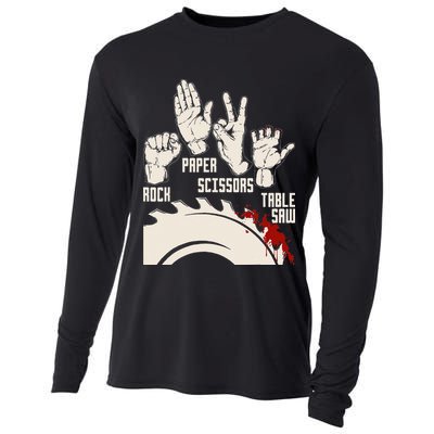 Rock Paper Scissors Table Saw Funny Woodworking Carpenter Cooling Performance Long Sleeve Crew