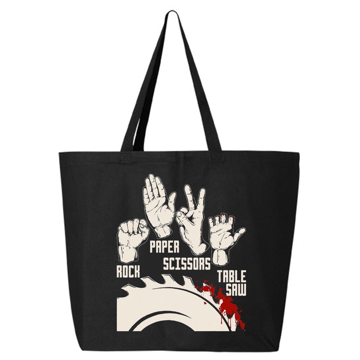 Rock Paper Scissors Table Saw Funny Woodworking Carpenter 25L Jumbo Tote